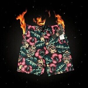 🔥 Good Vibes 🔥 Hawaiian Tiki Mask Styled Shorts Men’s Size [ Small ] Unisex